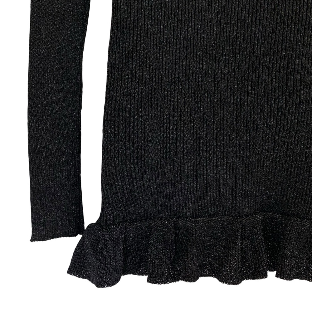 Vintage Yves Saint Laurent Black Metallic Ruffled Lapel Cardigan- Rare Find - Picture 7 of 11
